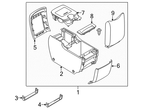 2022 Nissan Armada Rear Console Console Assy-Rear Diagram for 96950-6JL0A