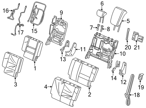 2017 Honda Odyssey Third Row Seats Cable C, L. RR. Seat Lock Diagram for 82633-TK8-A01