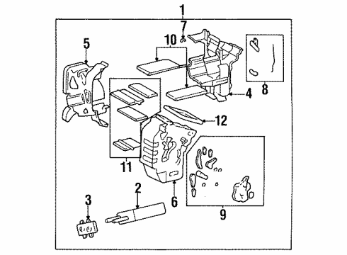 1994 Kia Sephia Heater Core & Control Valve Heater Unit Diagram for 0K20161130A