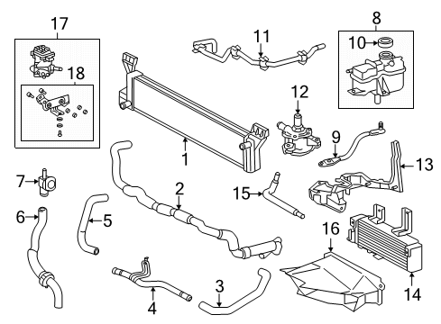 2014 Toyota Highlander Inverter Cooling Components, Trans Oil Cooler Transmission Cooler Diagram for 32910-48180