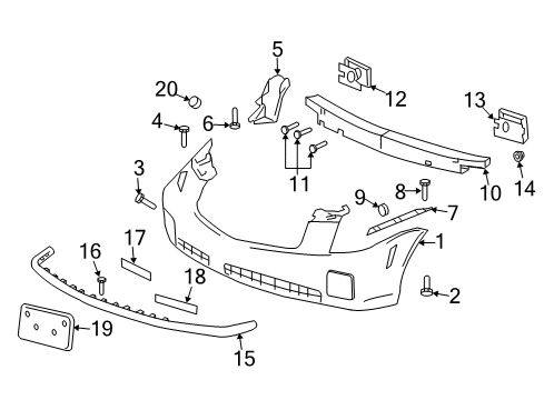 2006 Cadillac CTS Front Bumper License Bracket Diagram for 25718714