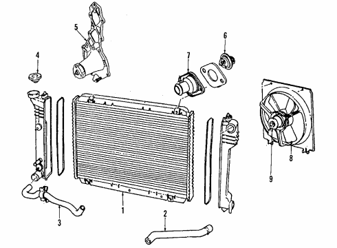 1992 Dodge Daytona Cooling System, Radiator, Water Pump, Cooling Fan Motor Diagram for 4546540