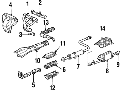 1999 Honda Prelude Exhaust Manifold Plate, Floor Heat Baffle Diagram for 74601-S30-000