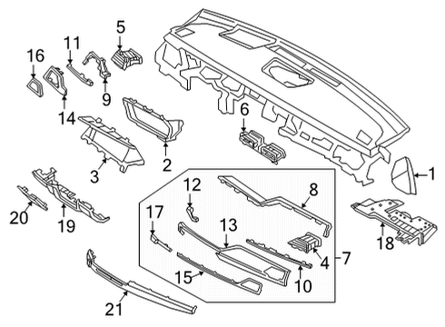 2020 Genesis G90 Cluster & Switches, Instrument Panel GARNISH-C/PAD, LH Diagram for 84791-D2CA0-OA1