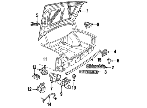 1992 Oldsmobile 98 Trunk Lid Weatherstrip Asm-Rear Compartment Lid Diagram for 25618613