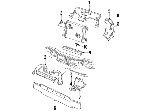 1993 Pontiac Firebird Air Baffle Deflector Diagram for 10229657