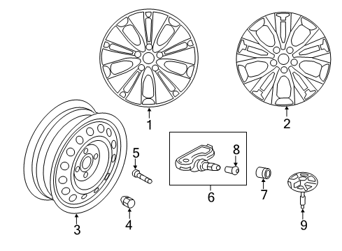 2016 Hyundai Azera Wheels Cap-Valve Diagram for 529373X000