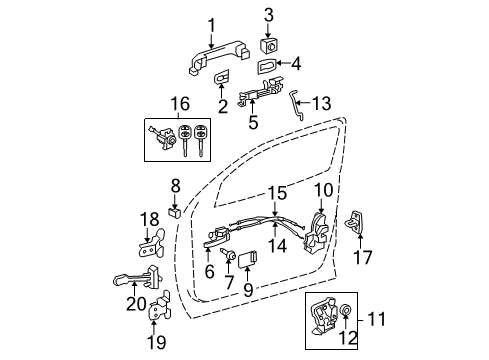 2009 Toyota Tundra Front Door Cylinder & Keys Diagram for 69051-0C010