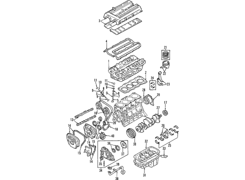 1998 Kia Sportage Engine Parts, Mounts, Cylinder Head & Valves, Camshaft & Timing, Oil Cooler, Oil Pan, Oil Pump, Crankshaft & Bearings, Pistons, Rings & Bearings Pump Compartment-Oil Diagram for 213103X000