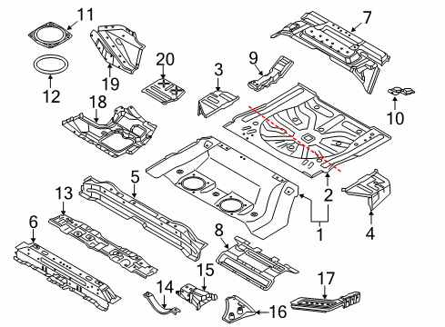 2014 Nissan Murano Rear Body - Floor & Rails Gusset-Floor Rear, LH Diagram for 748B3-1GR0A