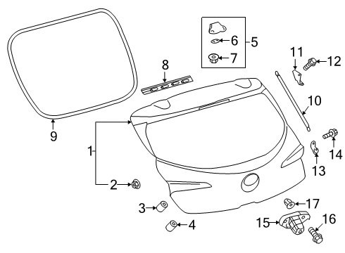 2020 Toyota Corolla Lift Gate Lock Assembly Diagram for 69350-13380