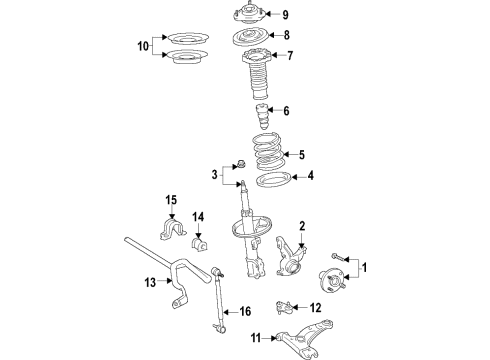 2021 Toyota RAV4 Front Suspension, Lower Control Arm, Stabilizer Bar, Suspension Components Front Hub & Bearing Diagram for 43550-42030