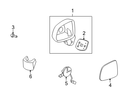 2010 Saturn Vue Outside Mirrors Mirror Housing Diagram for 19211046