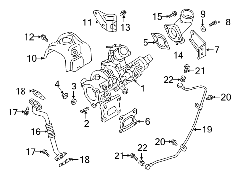 2018 Mitsubishi Eclipse Cross Turbocharger Bolt-Exhaust Manifold Diagram for MD025178