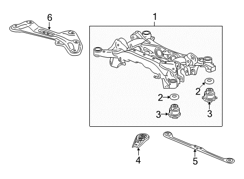 2010 Acura TL Suspension Mounting - Rear Rubber, Rear Sub-Frame Mounting (Lower) Diagram for 50360-TK5-A02