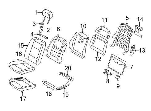 2007 BMW X5 Lumbar Control Seats Cover Backrest, Leather, Left Diagram for 52106973398