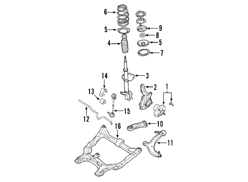 2004 Nissan Murano Front Suspension Components, Lower Control Arm, Stabilizer Bar Stopper-Insulator, Rebound RH Diagram for 54340-CA000