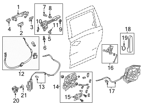 2021 Honda Odyssey Sliding Door Handle, Passenger Side Slide Door (Black) Diagram for 72645-THR-A81