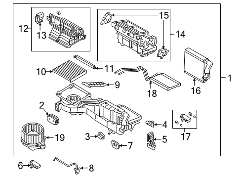 2019 Ford Ranger A/C & Heater Control Units Inlet Duct Diagram for KB3Z-18457-AA