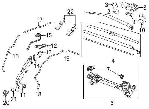 2013 Honda CR-V Wiper & Washer Components Motor Complete, Front Wiper Diagram for 76505-T0A-A01