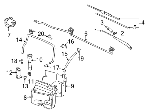 2001 Toyota Land Cruiser Wiper & Washer Components Rear Wiper Arm Assembly Diagram for 85241-60070