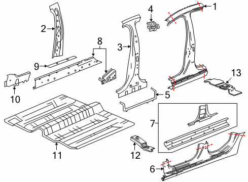 2014 Buick Regal Center Pillar & Rocker, Floor Center Pillar Reinforcement Diagram for 20979349