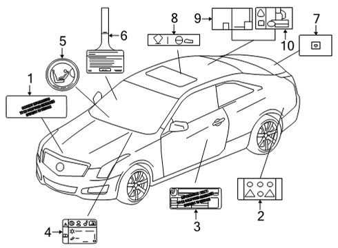 2021 Cadillac CT4 Information Labels AC Label Diagram for 84709109