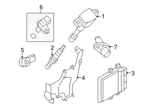 2009 Nissan GT-R Powertrain Control Ignition Coil Assembly Diagram for 22448-JF00B