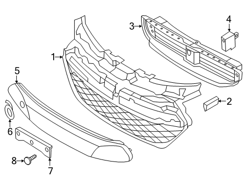 2015 Hyundai Sonata Grille & Components License Plate Mounting Molding Assembly Diagram for 86519-4R000