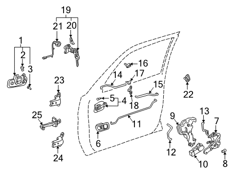 1998 Toyota Camry Front Door Handle, Outside Diagram for 69220-AA010-G0