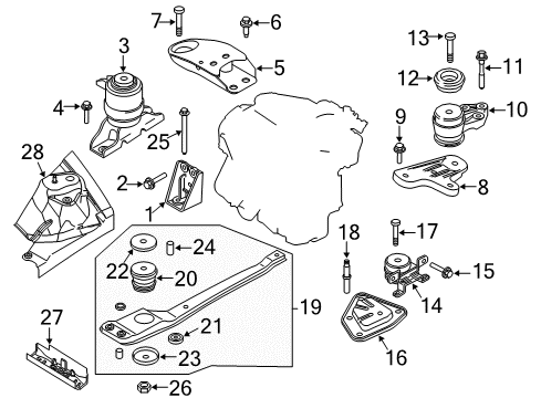 2004 Ford Escape Engine & Trans Mounting Engine Support Diagram for 3L8Z-6P094-FA
