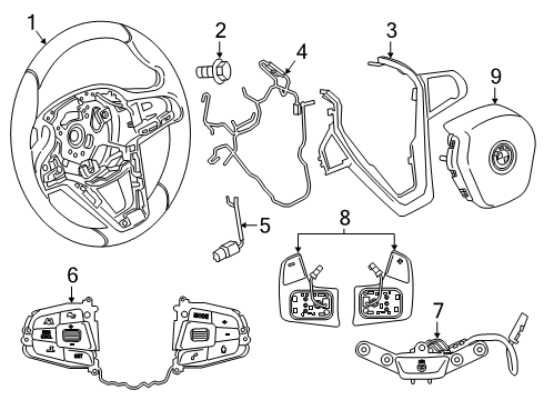 2019 BMW 330i xDrive Steering Wheel & Trim SWITCH, MULTIFUNCT. STEERING Diagram for 61319461230