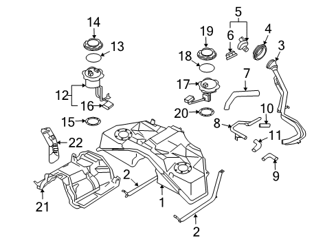 2009 Nissan 370Z Senders Fuel Tank Assembly Diagram for 17202-1EA0A