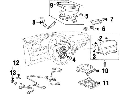 1998 Acura TL Air Bag Components Bracket, Passenger Module Support Diagram for 77160-SW5-A80
