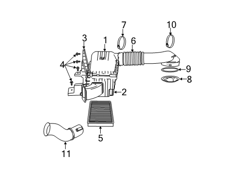 2002 Dodge Ram 1500 Filters Clean Air Duct Diagram for 53032046AA