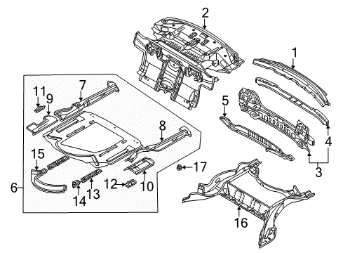 2002 BMW M5 Rear Body Trunk Floor Diagram for 41122498335