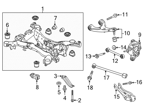 2019 Honda Pilot Rear Suspension Components, Lower Control Arm, Upper Control Arm, Stabilizer Bar Grommet (11X15) Diagram for 91603-TG7-A02