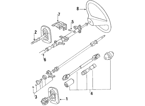 1989 Mitsubishi Mighty Max Steering Column & Wheel, Steering Gear & Linkage Joint Kit, Steering S Diagram for MB527170