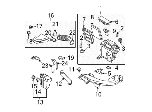2010 Nissan Rogue Filters Duct Assembly-Air Diagram for 16576-JG30A