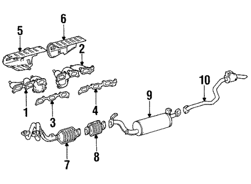 1995 Toyota Land Cruiser Exhaust Components Muffler & Pipe Diagram for 17403-66041