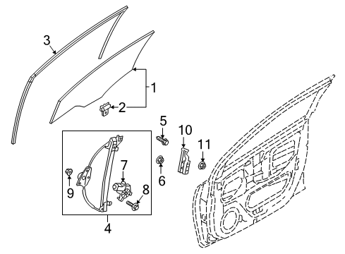 2021 Hyundai Accent Front Door Bolt-Motor Mounting Diagram for 82424-4N010