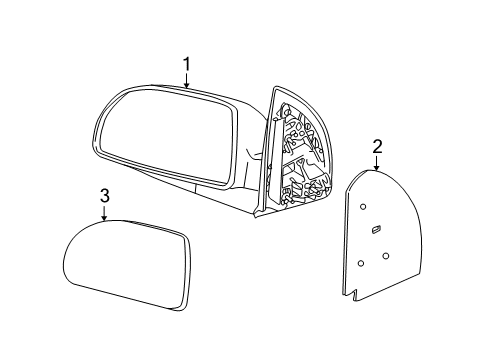 2003 Saturn Vue Outside Mirrors Mirror Assembly Diagram for 15873077