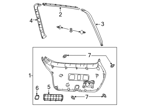 2016 Scion tC Interior Trim - Lift Gate Lift Gate Trim Diagram for 67750-21080-B0