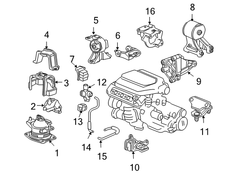 2006 Honda Odyssey Engine & Trans Mounting Bracket, Engine Side Mounting Diagram for 50620-SHJ-A00