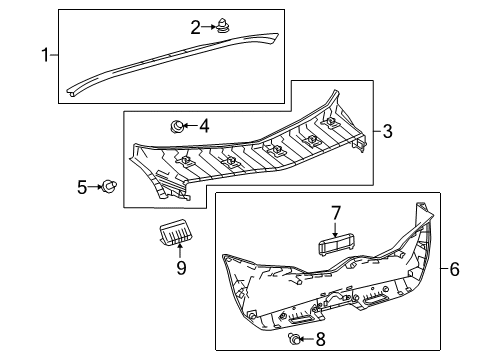 2018 Toyota Prius Prime Interior Trim - Lift Gate Upper Gate Trim Diagram for 64790-47070-C0