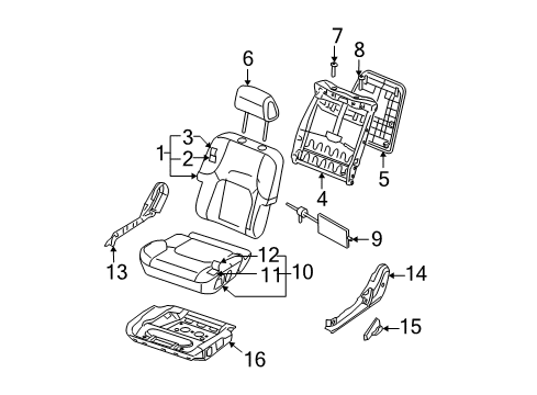 2005 Nissan Pathfinder Front Seat Components Cushion Assy-Front Seat Diagram for 87350-EA000