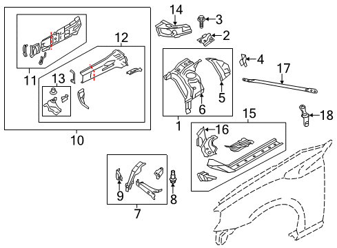 2020 Toyota 86 Structural Components & Rails Diagonal Brace Diagram for SU003-01233