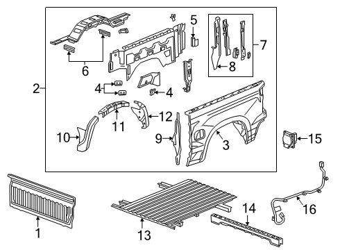 2019 Chevrolet Silverado 1500 Pick Up Box Components Side Panel Diagram for 84540765