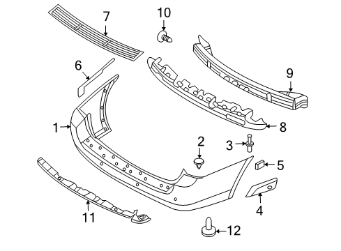 2007 Hyundai Entourage Rear Bumper Absorber-Rear Bumper Energy Diagram for 86620-4J000