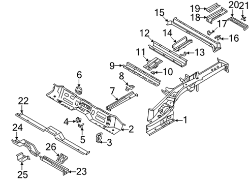 2022 Hyundai Santa Fe Rails & Components MEMBER-RR FLOOR CTR Diagram for 65994-P2000